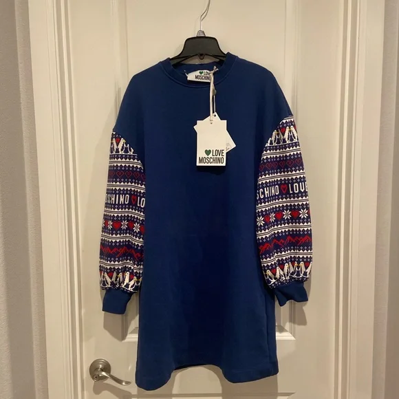 New Moschino logo fair aisle sweater dress - Picture 4 of 11